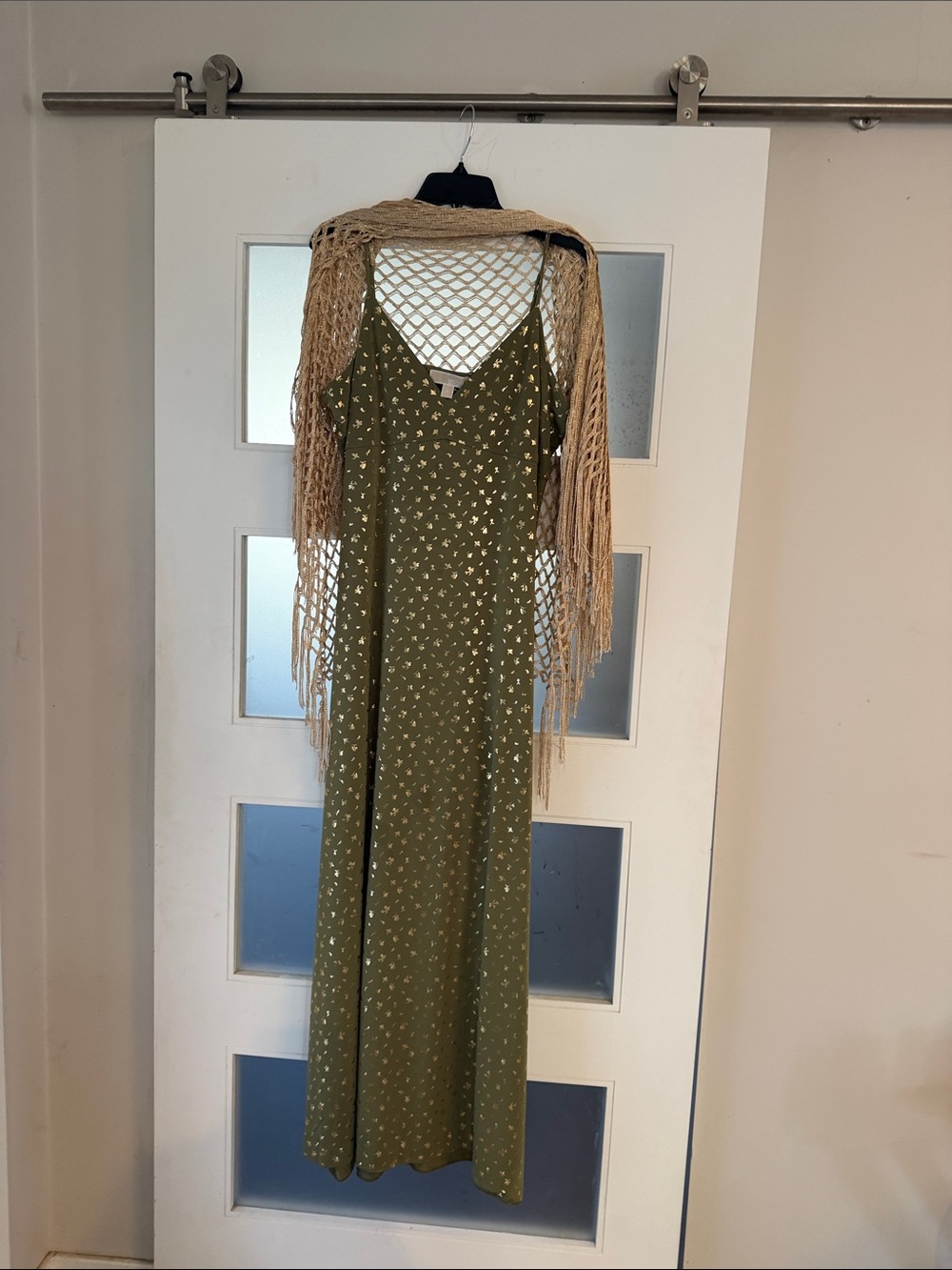 Michael Kors Olive Green Floral Slip Maxi Dress